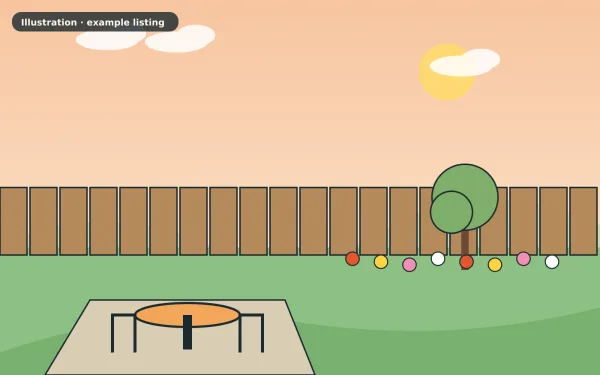 Illustration of the example 3 bed semi-detached house: garden (not a photograph)