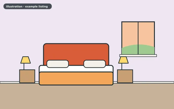 Illustration of the example 3 bed semi-detached house: bedroom (not a photograph)