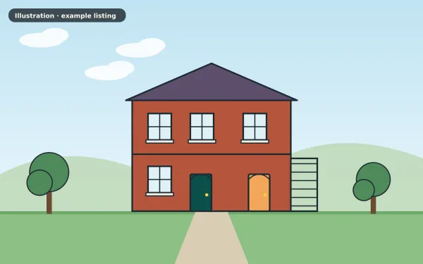 Illustration of the example 2 bed maisonette: front view (not a photograph)