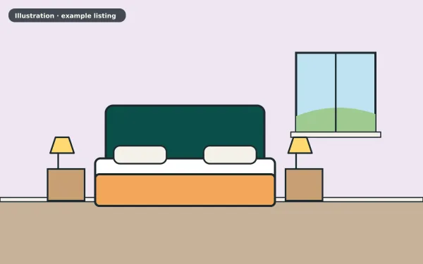 Illustration of the example 2 bed maisonette: bedroom (not a photograph)
