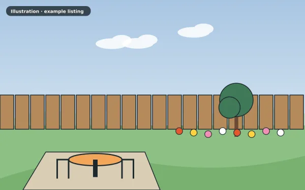 Illustration of the example 3 bed semi-detached house: garden (not a photograph)