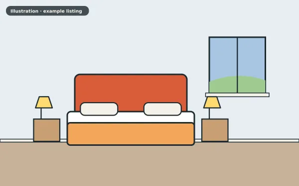 Illustration of the example 3 bed semi-detached house: bedroom (not a photograph)