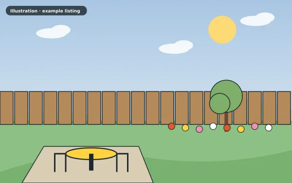 Illustration of the example 2 bed flat: garden (not a photograph)