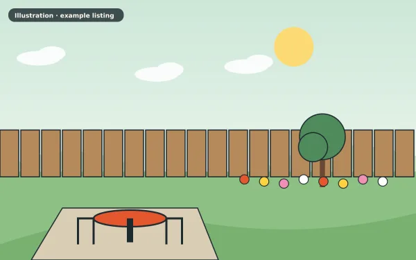 Illustration of the example 2 bed flat: garden (not a photograph)