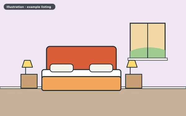 Illustration of the example 3 bed semi-detached house: bedroom (not a photograph)