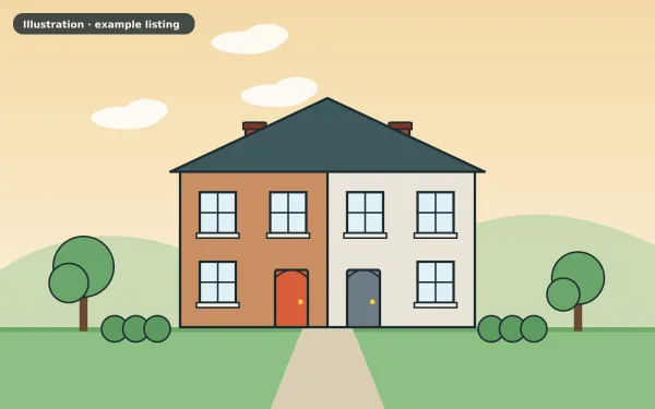 Illustration of the example 3 bed semi-detached house: front view (not a photograph)