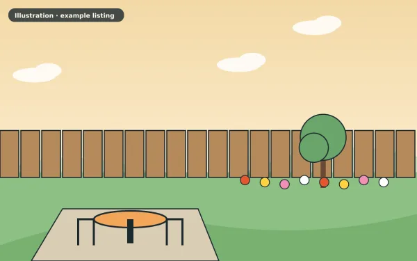 Illustration of the example 3 bed semi-detached house: garden (not a photograph)