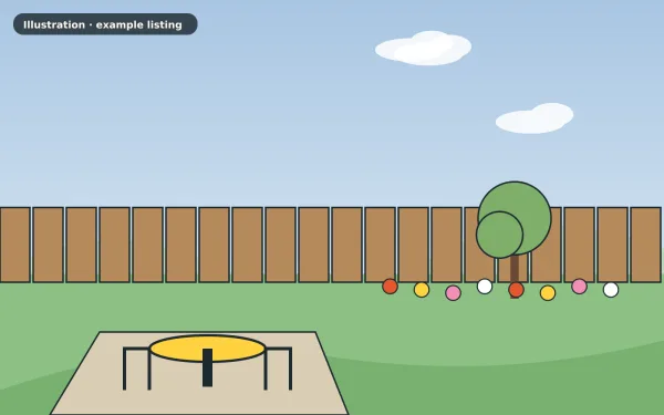Illustration of the example 2 bed bungalow: garden (not a photograph)