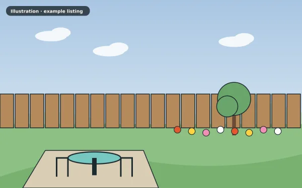 Illustration of the example 4 bed detached house: garden (not a photograph)