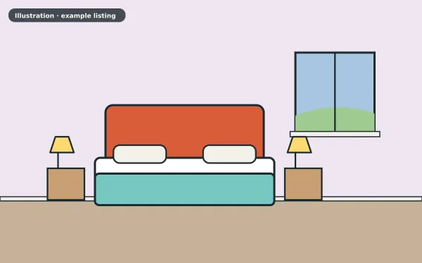 Illustration of the example 4 bed detached house: bedroom (not a photograph)