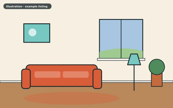 Illustration of the example 4 bed detached house: living room (not a photograph)