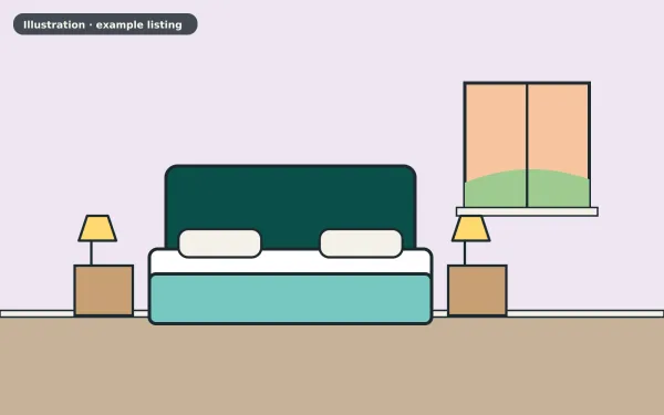 Illustration of the example 3 bed semi-detached house: bedroom (not a photograph)