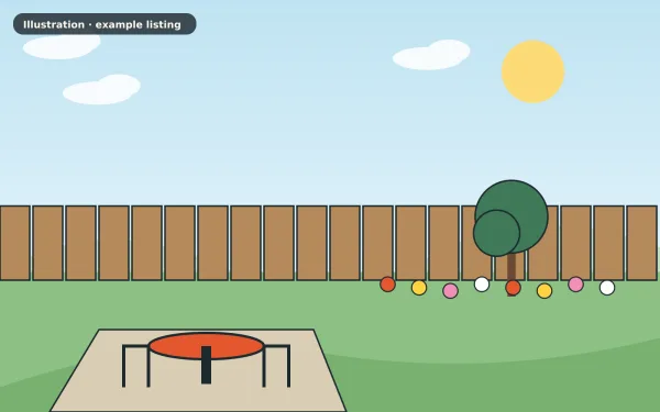 Illustration of the example 2 bed terraced house: garden (not a photograph)