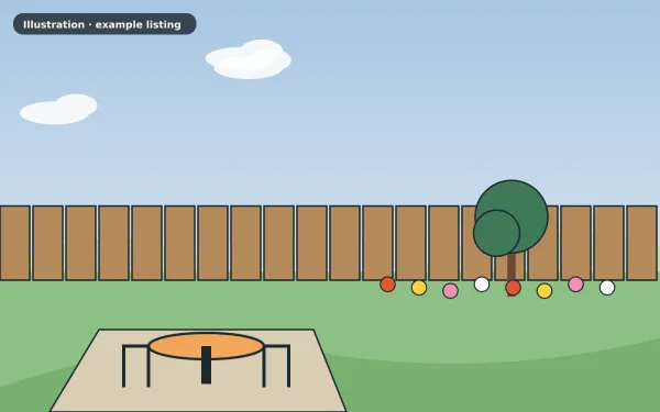Illustration of the example 3 bed terraced house: garden (not a photograph)