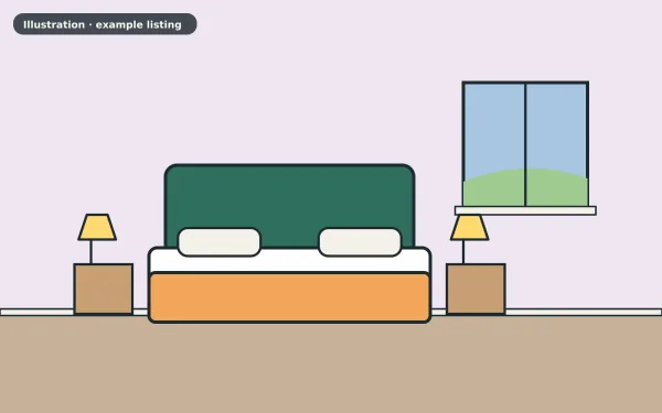 Illustration of the example 3 bed terraced house: bedroom (not a photograph)