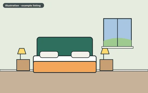 Illustration of the example 4 bed detached house: bedroom (not a photograph)