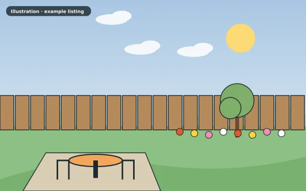 Illustration of the example 4 bed detached house: garden (not a photograph)
