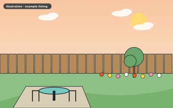 Illustration of the example 2 bed end of terrace house: garden (not a photograph)