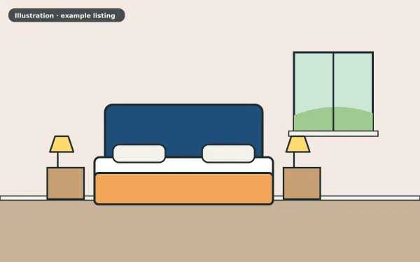 Illustration of the example 4 bed terraced house: bedroom (not a photograph)